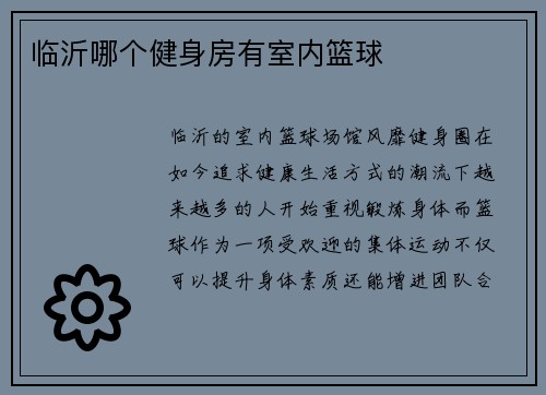 临沂哪个健身房有室内篮球
