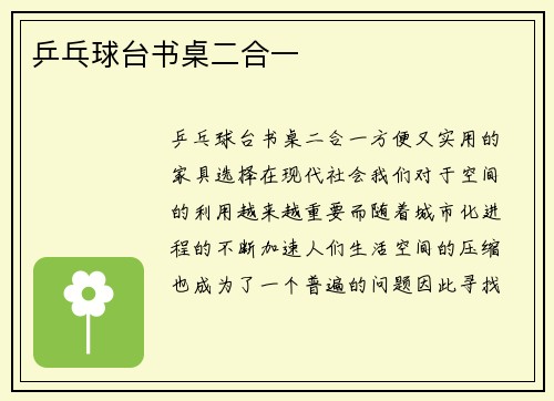 乒乓球台书桌二合一