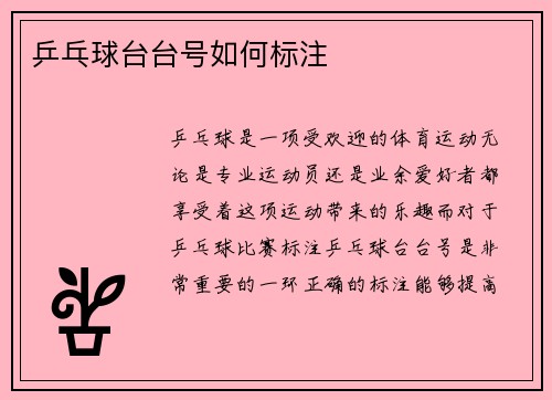 乒乓球台台号如何标注
