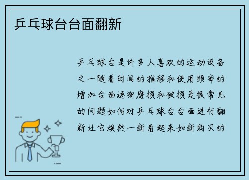 乒乓球台台面翻新