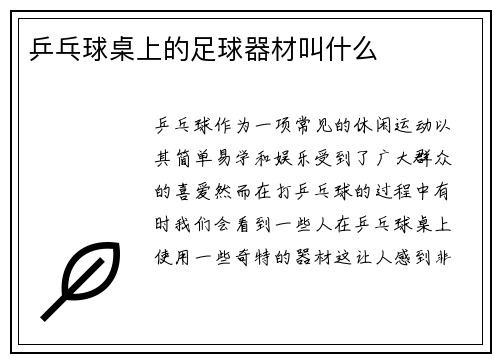 乒乓球桌上的足球器材叫什么