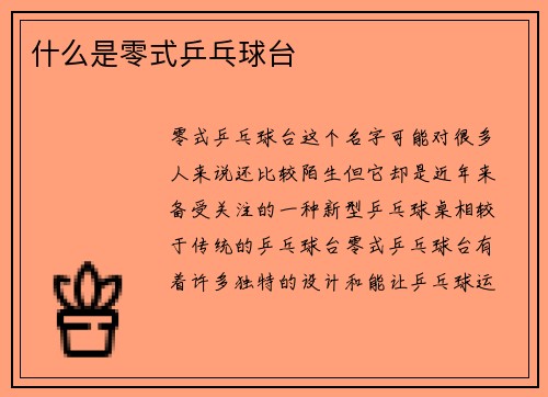 什么是零式乒乓球台