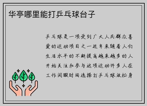 华亭哪里能打乒乓球台子